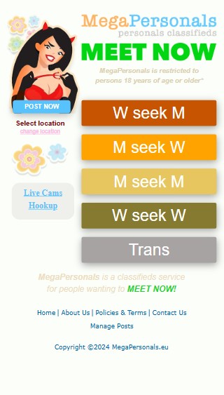 MegaPersonals website interface adult classifieds example